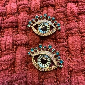 Betsey Johnson Eye Motif Earrings in Gold and Blue
